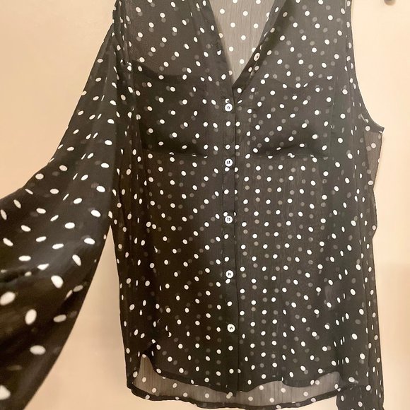 Bongo Polka Dot Sheer Drop Shoulder Top - Picture 2 of 4